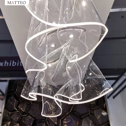 Handmade Acrylic Wave Sculpture Skirt Design Chandelier