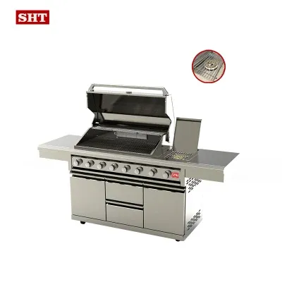 Easily Assembled Commerical Use 8 Burners Barbecue Grill with Drawer