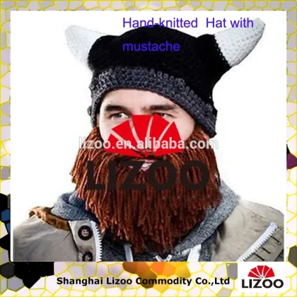 Men Knit Viking Beard/Mustache Hat Beanie