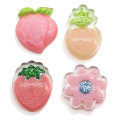 Kawaii Resin Fruit Flatback Cabochons Cute Cartoon Peach Φράουλα Ανανά Λουλούδι Glitter Resin Craft For DIY Phone Case Orna