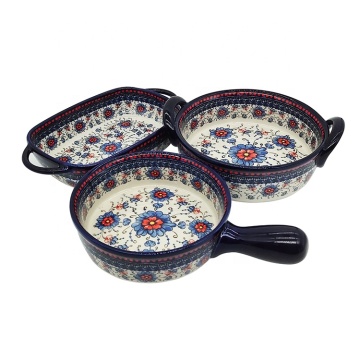 Bohemian Retro Ceramic Cake Baking Plates and Porcelain Bread Pans for Kitchen Bakery