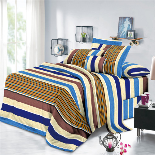 Striped Floral Printed Polyester Home Textiles Bed Sheets