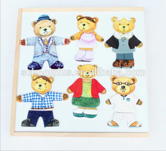 Wooden 3D bear dress puzzle educational toy for kids