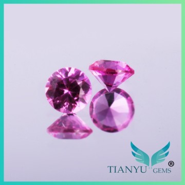 Free Sample Factory 2.0mm Faceted Round Light Rose #3 Cut Synthetic Corundum Sapphire Wholesale for Necklaces Jewelry making