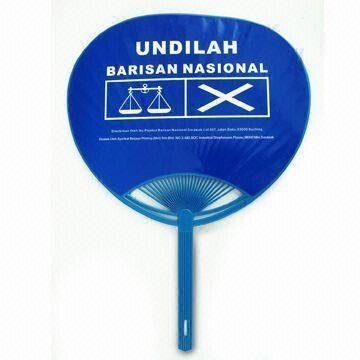 Promotional Hand Fan in Blue, Made of PP, Customized Logos Accepted