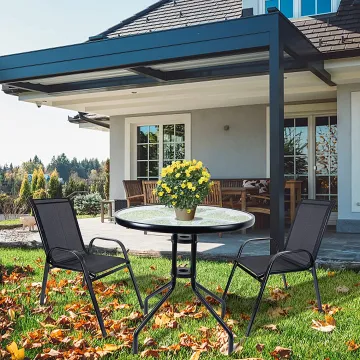Black Metal Bistro Set - 3 Piece Outdoor Patio Table and Chairs Clearance