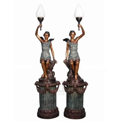 Fine Workmanship metal crafts bronze lady sculpture lamps