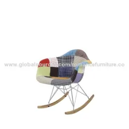 Rocking Chair, Back and Seat with Fabirc, Wood LegsNew