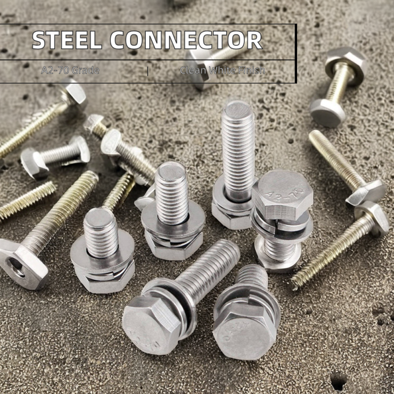 Factory 304 Stainless Steel Outer Hexagon Flat Pad Combination Bolt Connector Staples