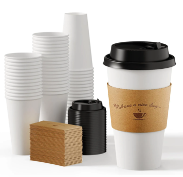 Custom 5oz White Paper Cups with Lids and Sleeves for Hot & Cold Drinks