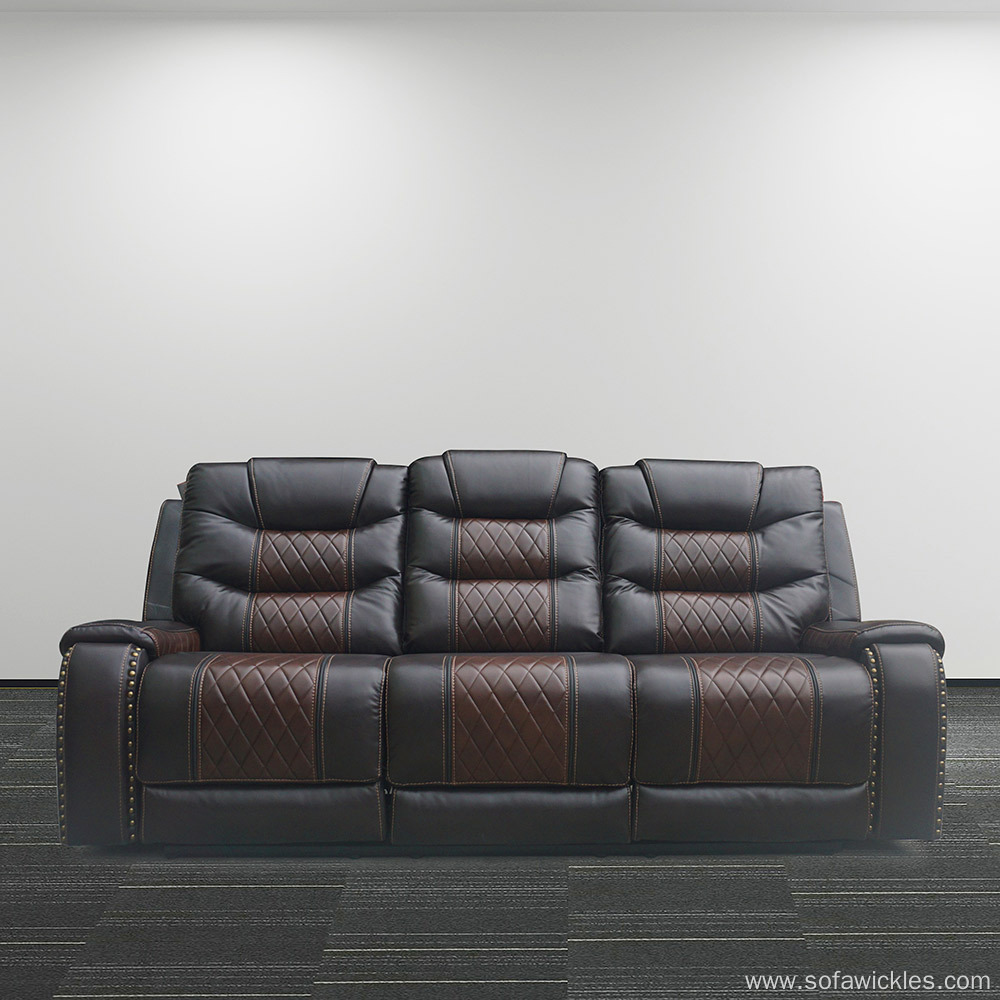 Home Theater Leather Loveseat Reclining Sofa