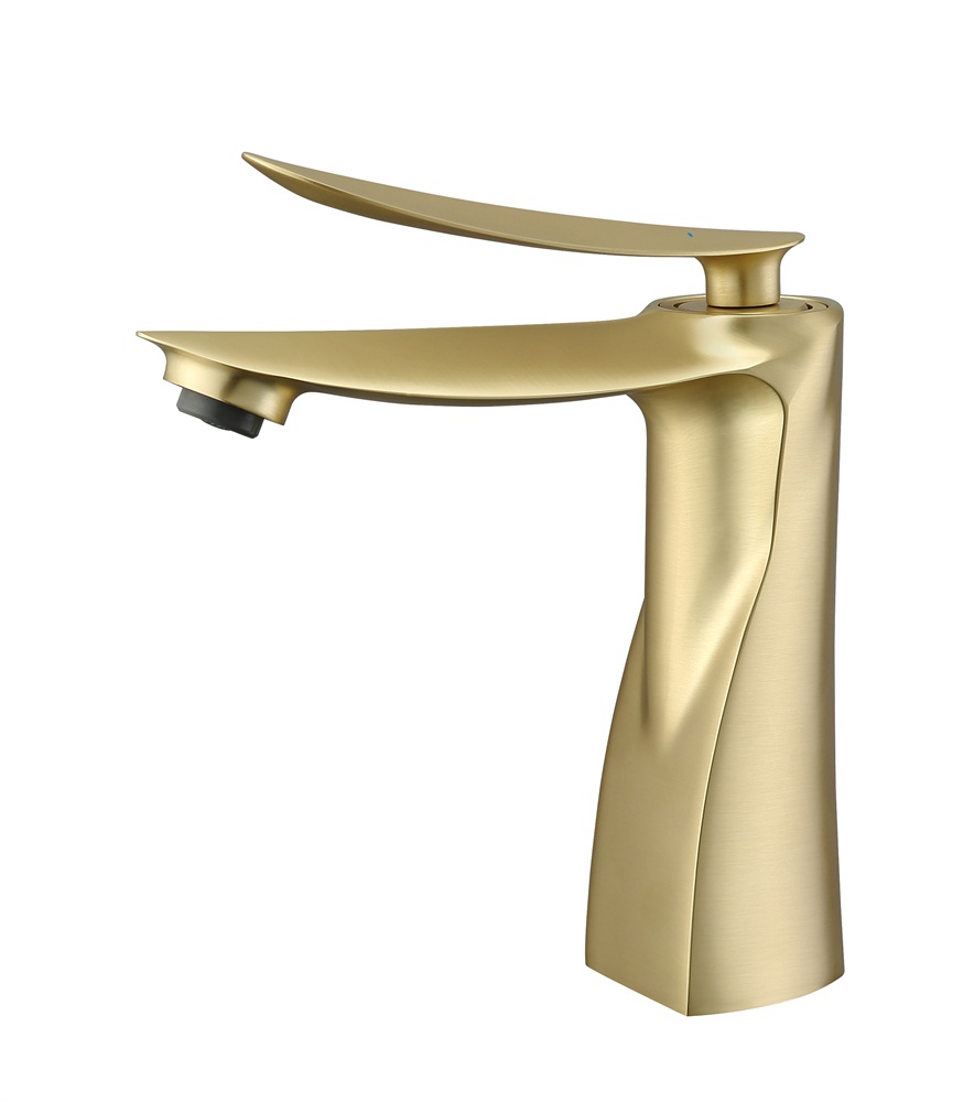 Single Hole Brass Gold Deck Mounted Basin Faucet