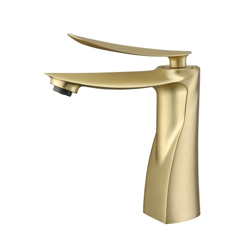 Single Hole Brass Gold Deck Mounted Basin Faucet