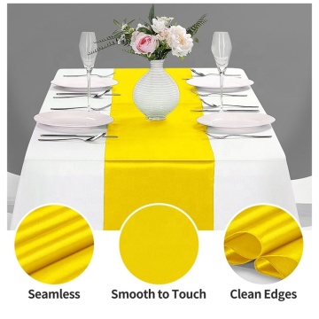 High Quality Yellow Polyester Woven Satin Table Runner for Christmas Party