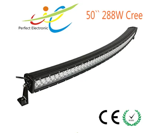 50" 288W spot/flood/combo Cree LED curved light bar ,4x4 offroad led light bar arch bent