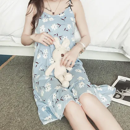 Thin milk silk pajamas loose size sexy