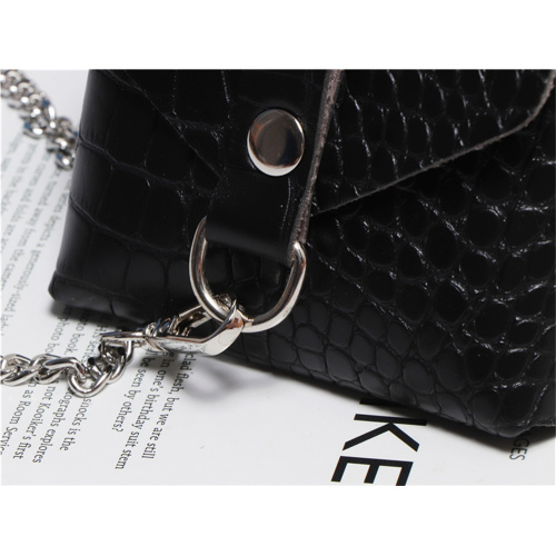 Crocodile Texture Black Mini Women's Belt Bag