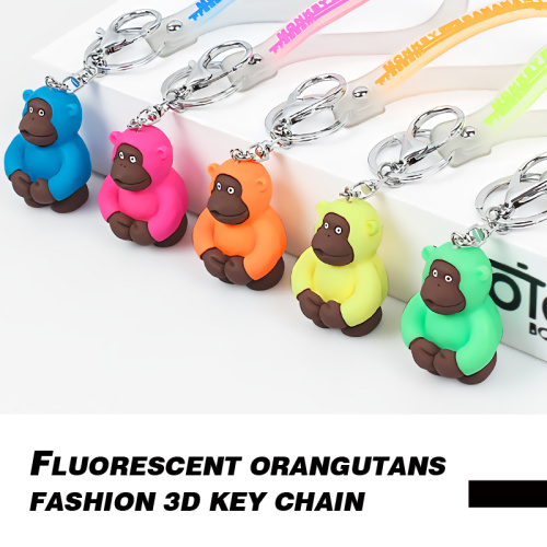 3D Keychain Creative fluorescent gorilla hand rope bag car key chain pendant Factory