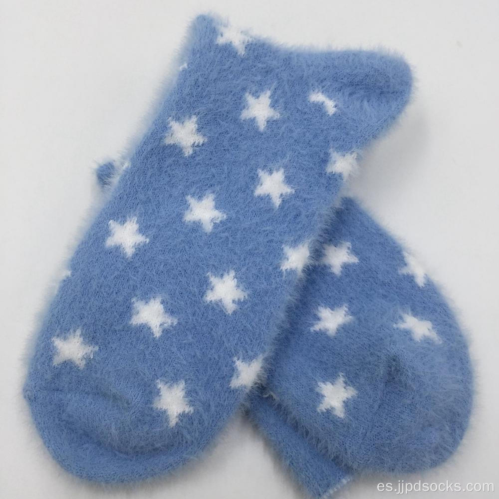 Súper suave estrella blanca azul calcetines acogedores