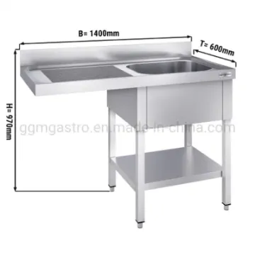 New Design Dishwasher Sink Unit 1.4m with 1 Sink on Right Stainless Steel Sink