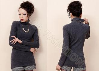 Elegant O Neck Long Sleeve Womens Cashmere Sweaters , Gray