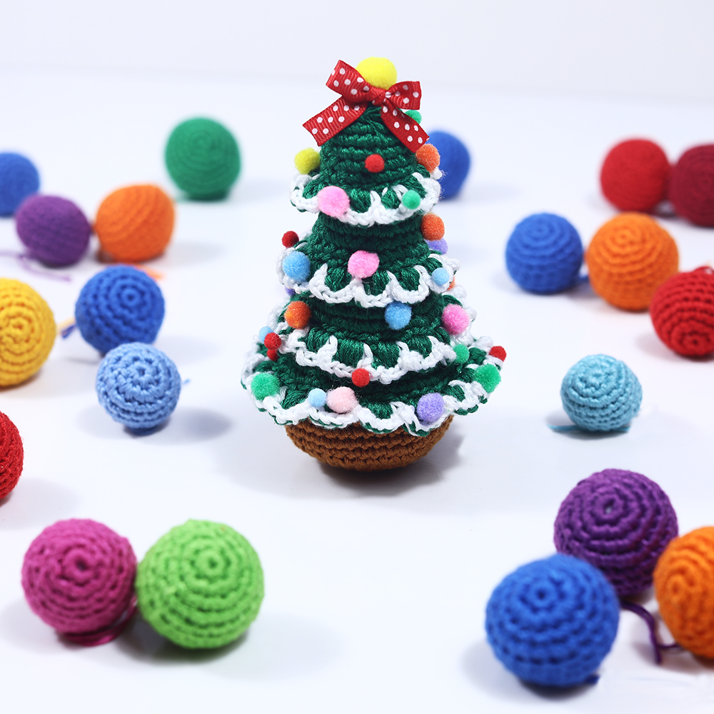 Árbol de Navidad Crochet Pompom Decoración del hogar