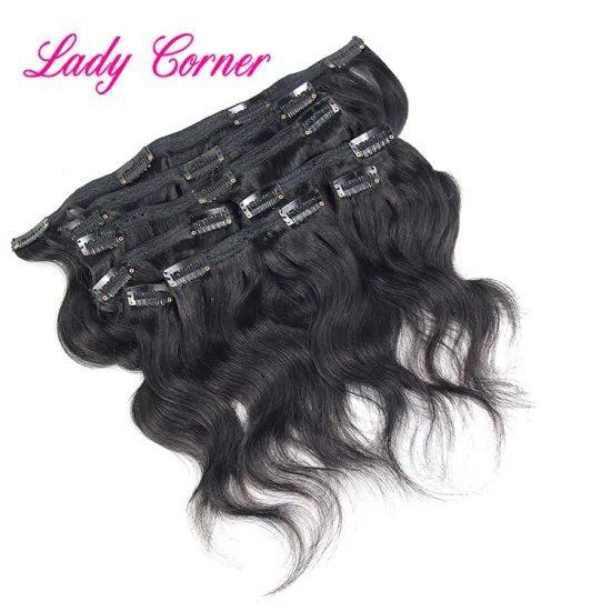 Peruvian hair body wave 200 grams clip in hair extensions for african american