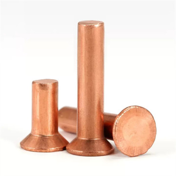 High-Quality 4mm Red Copper Flat Countersunk Head Solid Rivets in Sizes M2, M2.5, and M8 - Available in 30mm Length