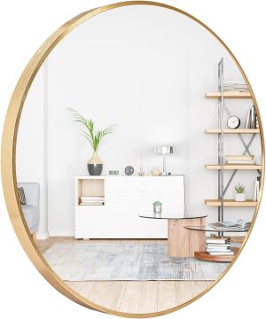 20 Inch Gold Circle Wall Mirror for Bathroom and Home Decor
