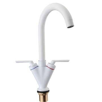Best Promotion! Modern Double Handle Bathroom Faucet Kitchen Sink Swivel Spout Mixer Tap White Excellent Quality