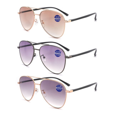 Wholesale 1990 Style Fashion Bifocal Presbyopia Glasses for Men with Metal Frame and Anti-Blue Light Protection for Outdoor Reading