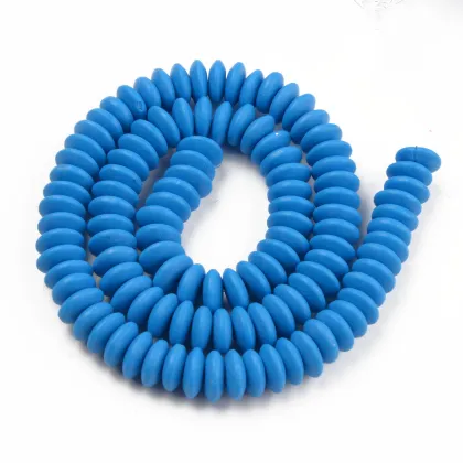 PandaHall Handmade Polymer Clay Beads: Royal Blue Lat Round Strands