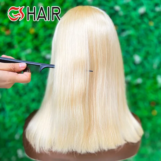 GS Hot Selling Brazilian Blonde 613 Short Bob Lace Front Human Hair Wig for Black Women