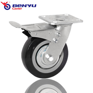 Heavy Duty Black PU Wear Resistant Cart Caster