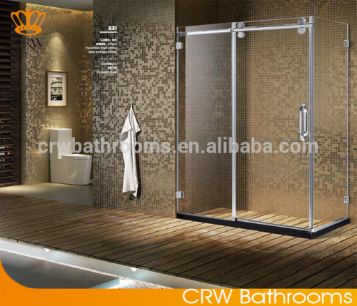 Rectangle 8mm with big top rollers sliding glass shower enclosure