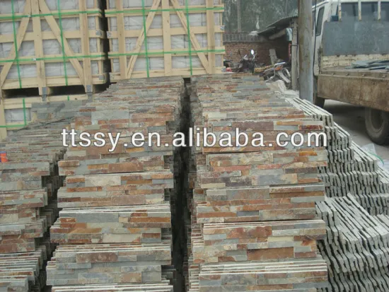 Z shape Rusty wall slate stacked stone