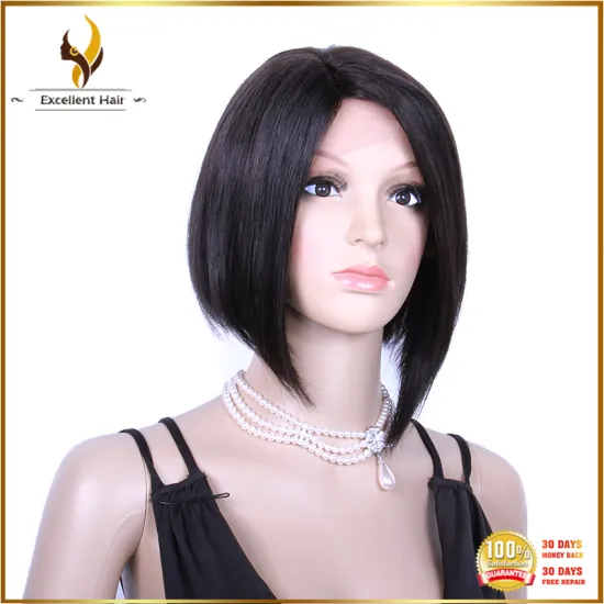NEW bob cut lace wig with middle part nature color brazilian human hair full lace wigs