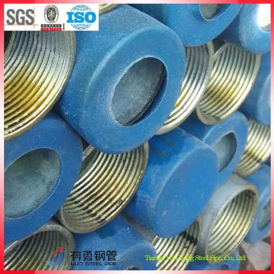 50um Galvanised Steel Pipe for Construction,thread with caps.