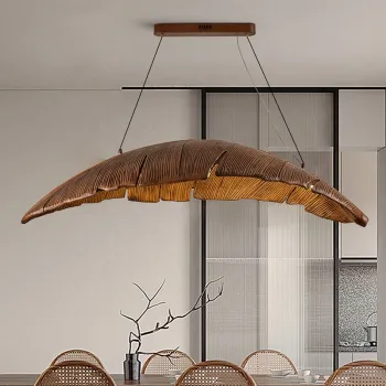 Resin Hanging Lamp with LED Lighting: A Rustic Chandelier with a Wabi Sabi Pendant Light Design