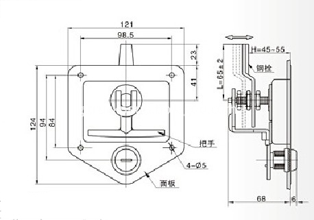  Recessed Paddle Handle T size