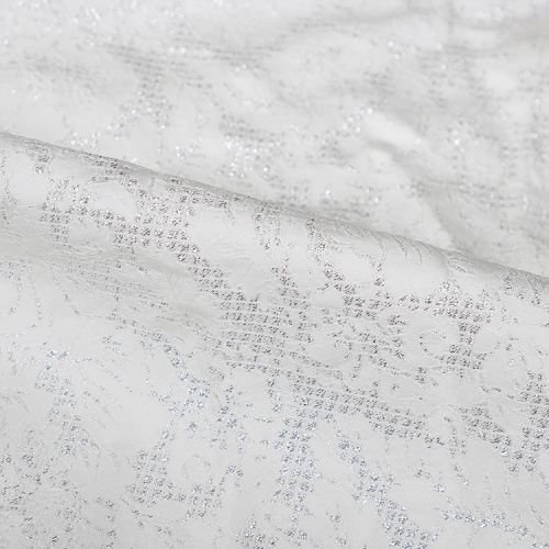 Off Λευκό μετάξι Floral Brocade Fabric