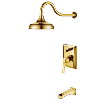 Gold Brass Rainfall Shower Faucet Set