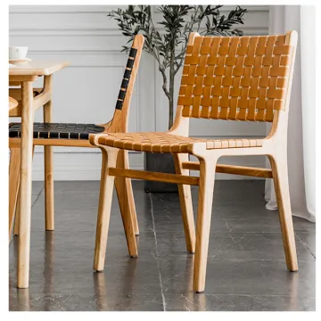 Modern Minimalist Solid Wood Leather Arm Dining Chairs: Hotel & Restaurant Leisure Furniture