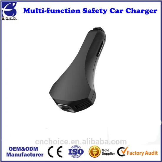 Multi-function safety car charger with USB Type C port with Dual USB ports for cell phone with window breaker