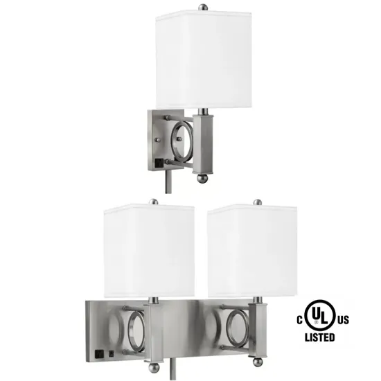 UL Listed Hotel Guest Room Bedroom Wall Lamp with Outlets