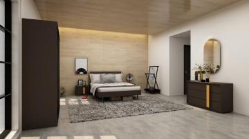 Dark Gray Modern Bedroom Set with Sliding Wadrobe