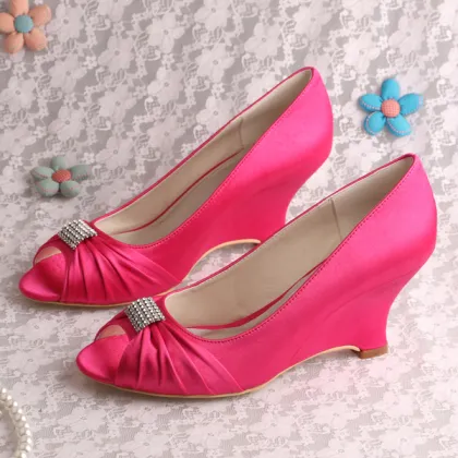 Royal Blue Evening Shoes Wedge Heel