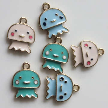 Cartoon Alloy Sea Animal Wisiorki Sztuczna Emalia Meduzy Charms DIY Breloczek Ozdoba Kolczyk Naszyjnik Biżuteria Dostawa