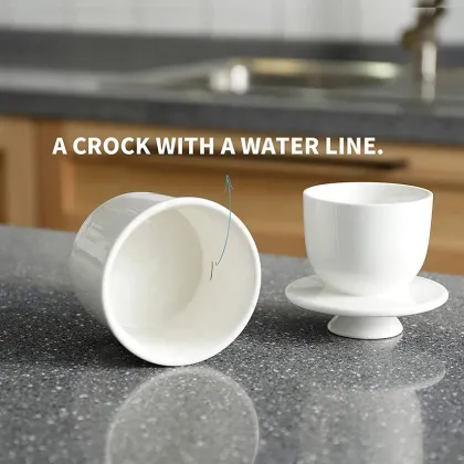 Porcelain Butter Keeper Crock with Lid for Perfect Spreadable Butter