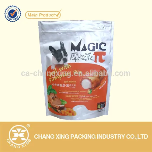 Eco-friendly resealable dog food packaging bag/standing ziplock bag/plastic animal feed bags